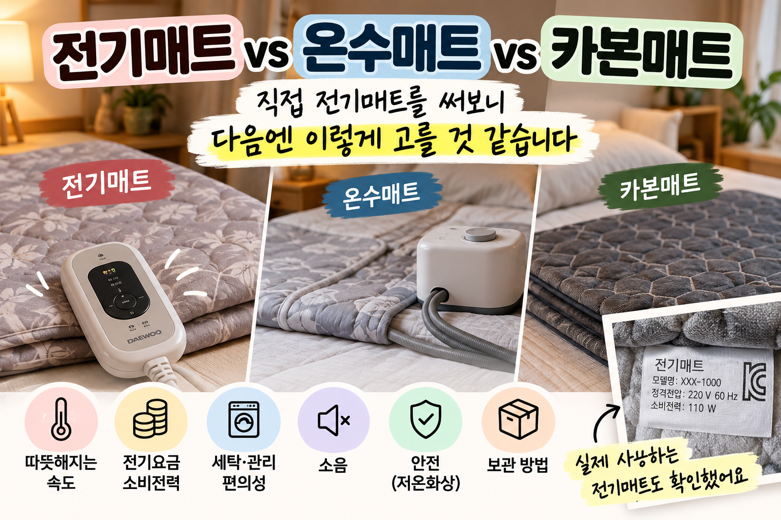 전기매트 vs 온수매트 vs 카본매트, 직접 전기매트를 써보니 다음엔 이렇게 고를 것 같습니다