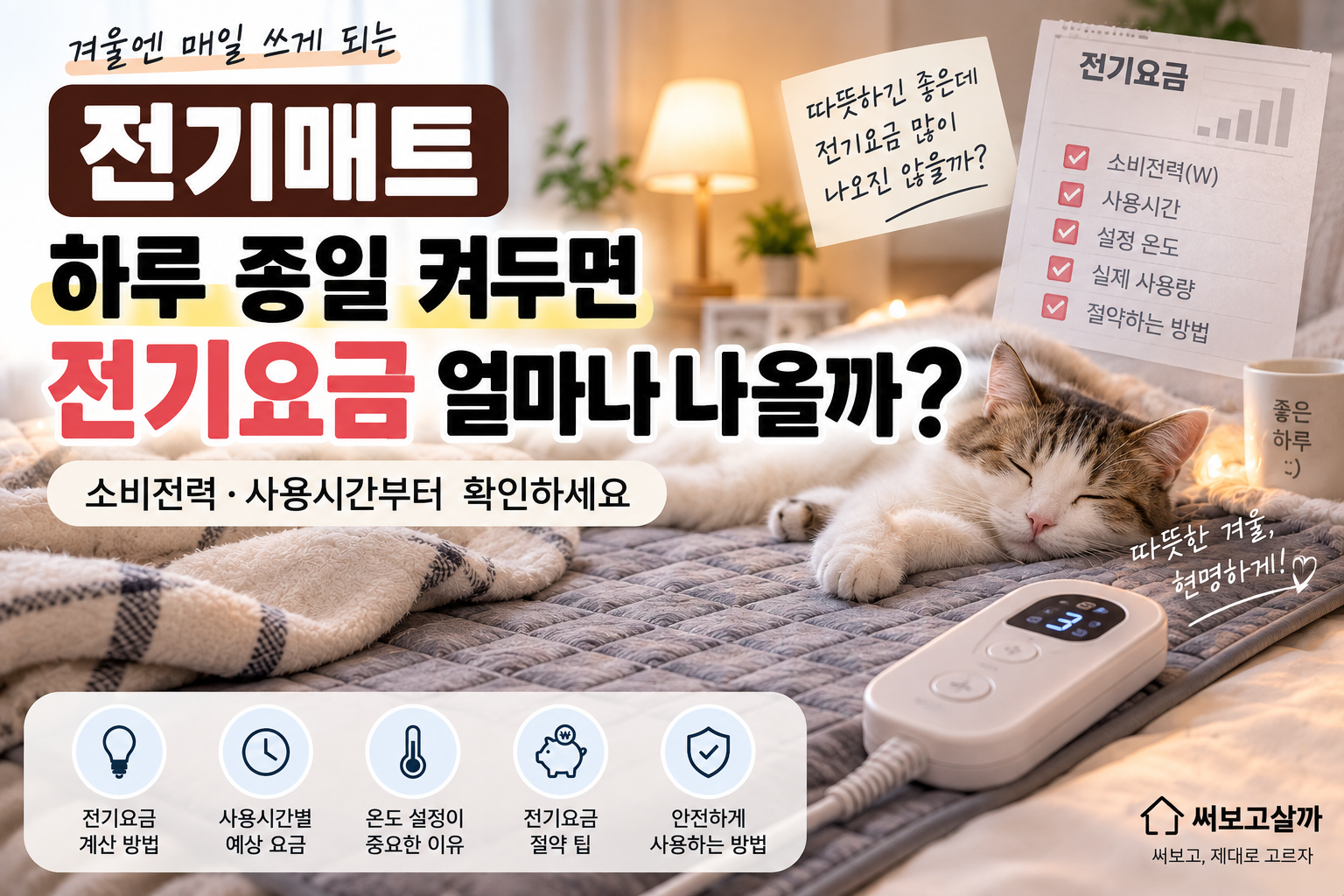 전기매트 하루 종일 켜두면 전기요금 많이 나올까? 소비전력부터 확인하세요